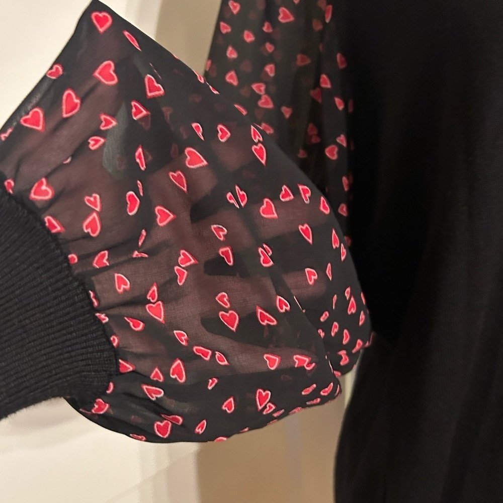 DKNY Black Knit Top with Sheer Sleeves. - Picture 5 of 14